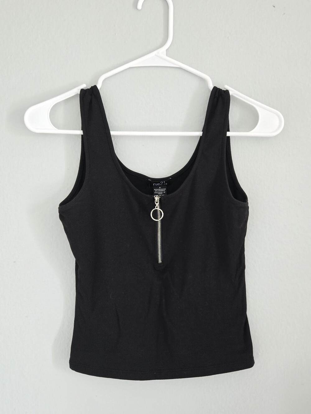 Rue21 Black Tank with Front Ring Zip